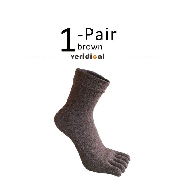Wool toe socks worn on feet