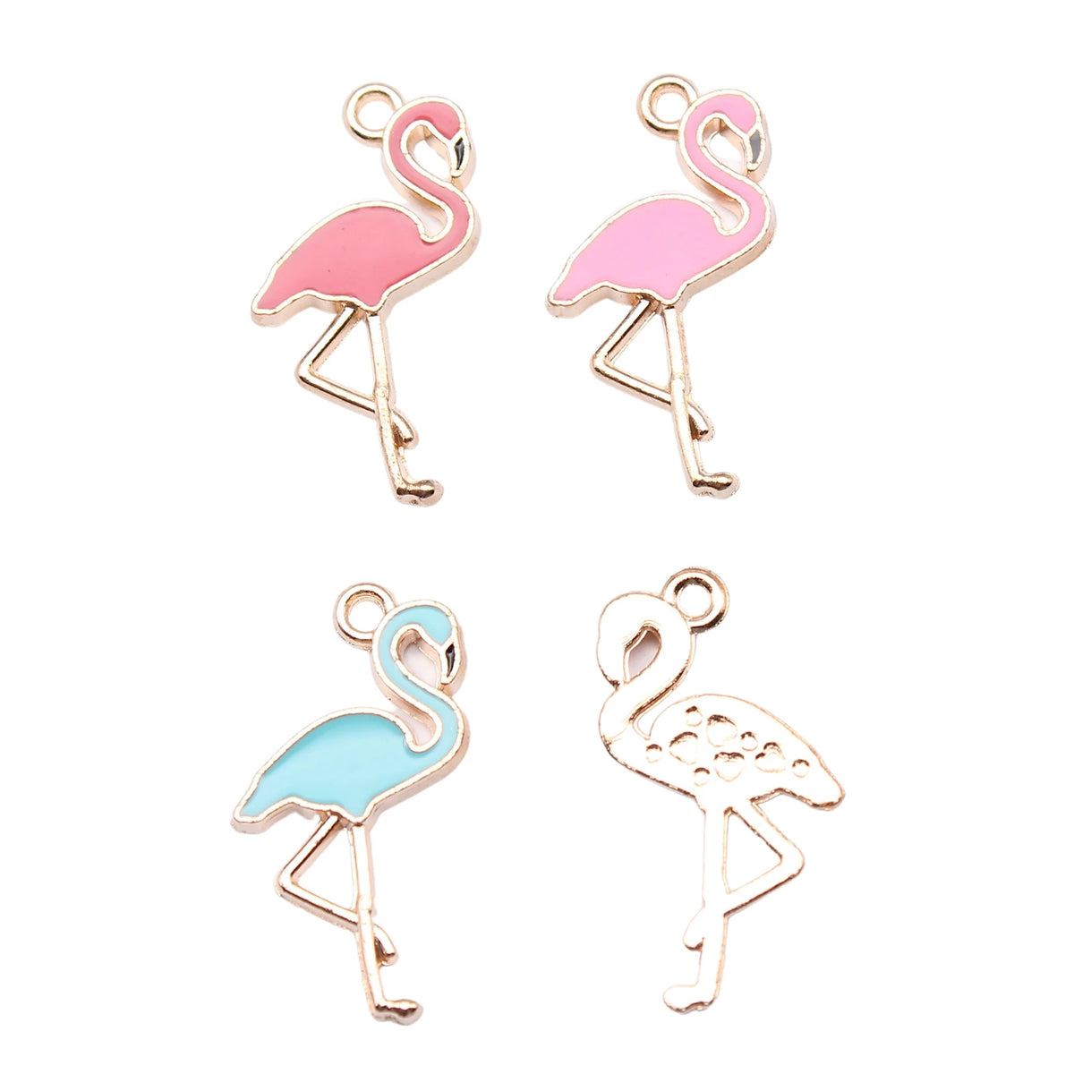 Enamel flamingo charms full pack view