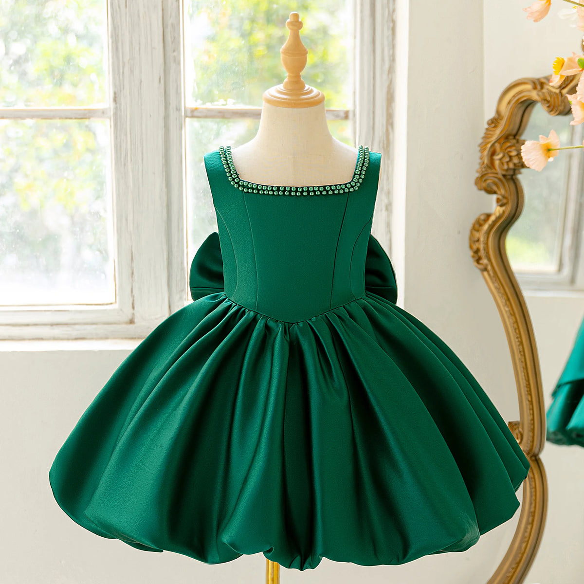 Girls bow tutu party dress worn by child