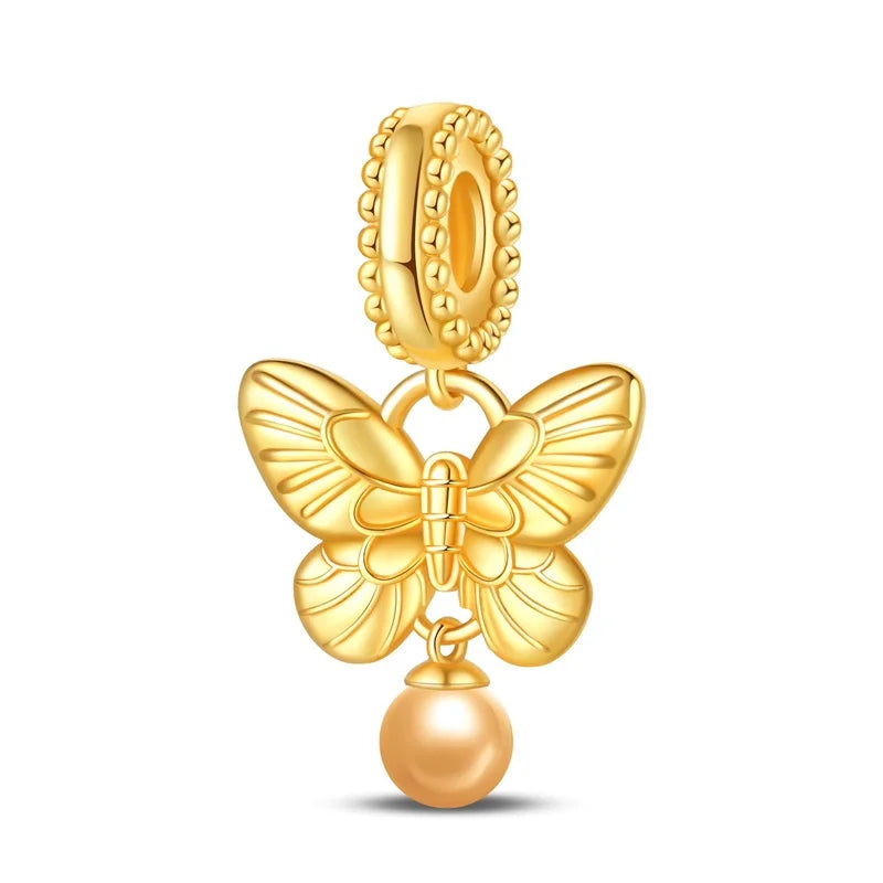 Butterfly charm beads attached to bracelet