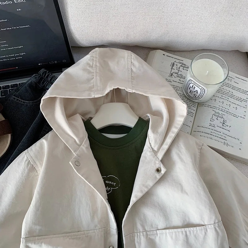 Toddler hooded spring jacket worn by child