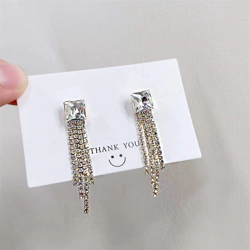 Crystal tassel drop earrings style variety display