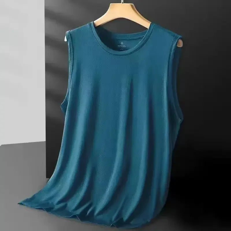 Ice silk mesh tank top front view light green