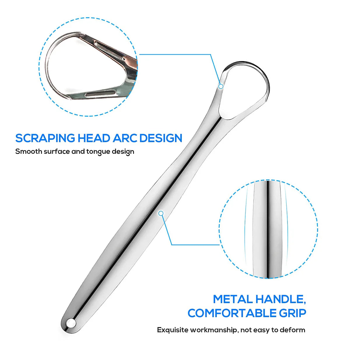 Stainless steel tongue scraper 3 piece set