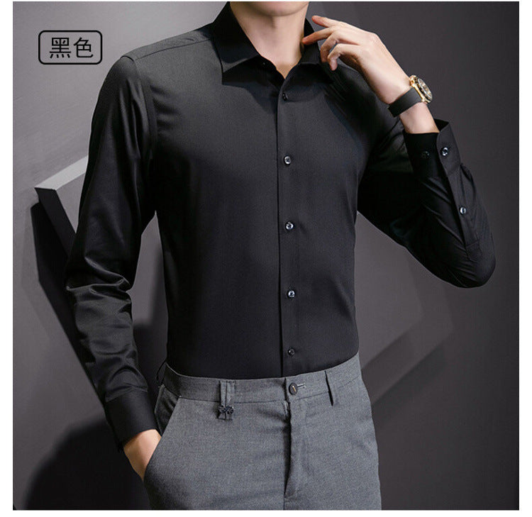 Slim fit business shirt front view navy blue