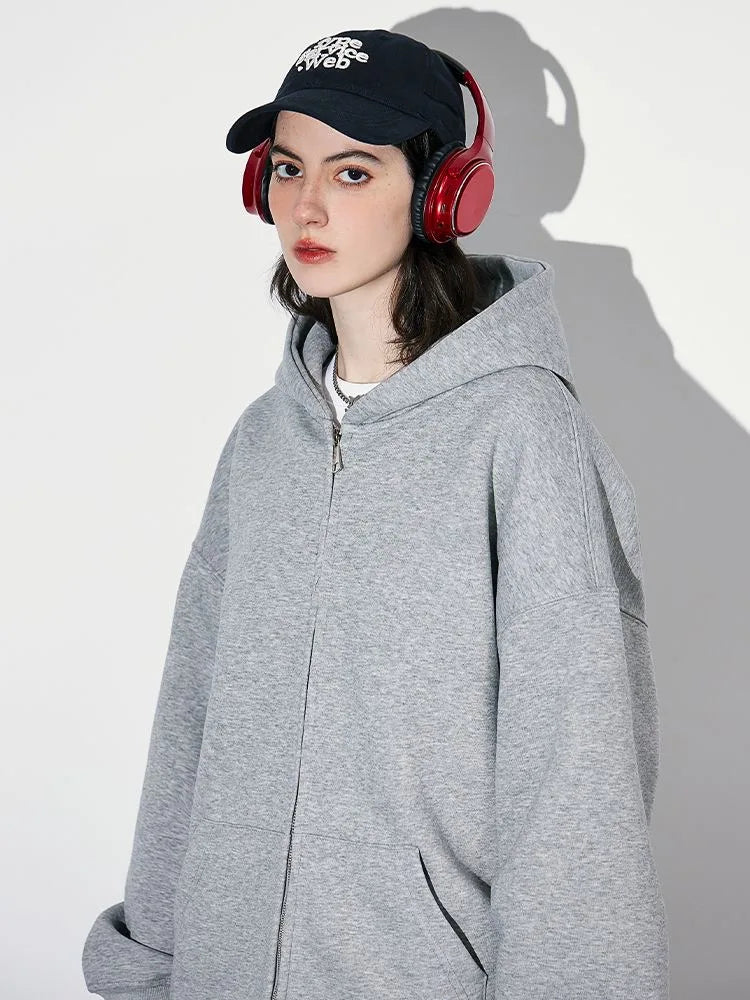 Double zip hooded jacket worn styled outfit
