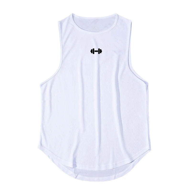 Quick-dry gym tank top front view gray
