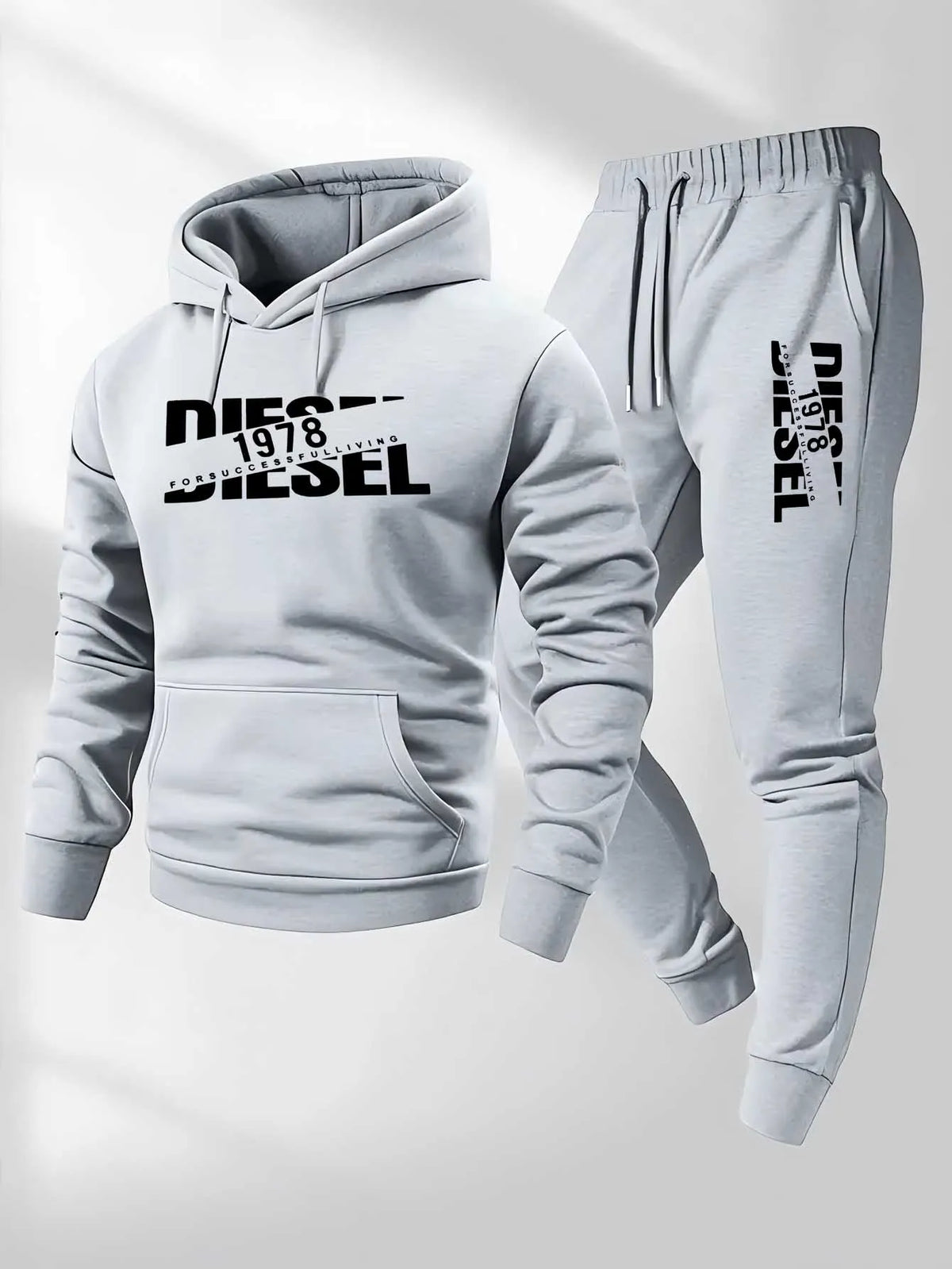 Hooded two-piece set worn styled outfit