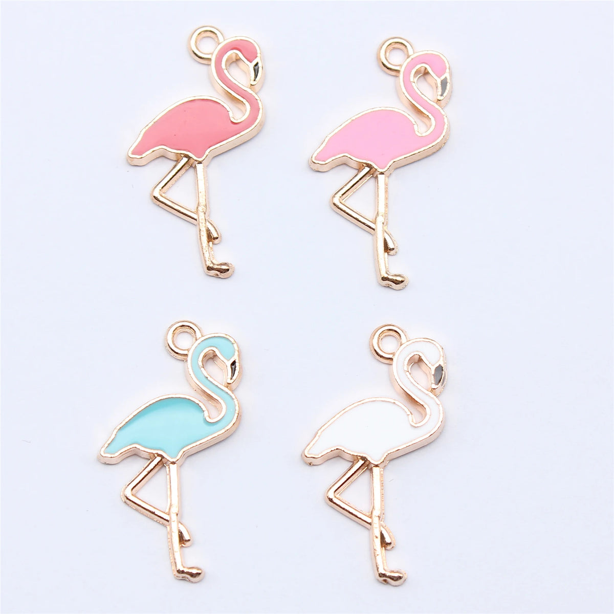 Enamel flamingo charms full pack view