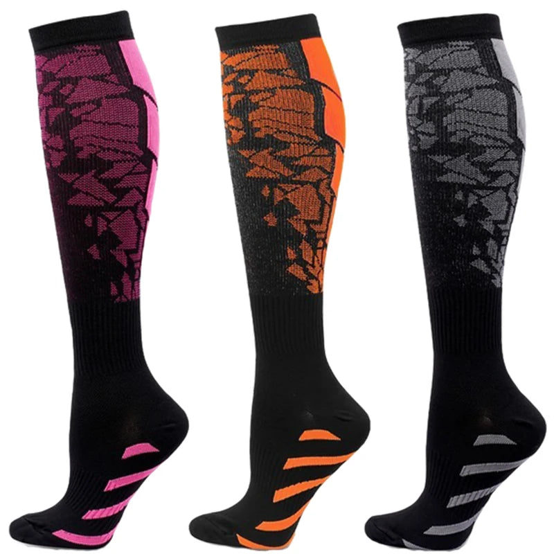 Compression support socks worn on legs