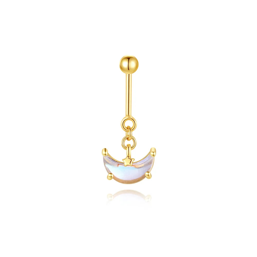 Moonstone geometric stud earrings gold-plated finish