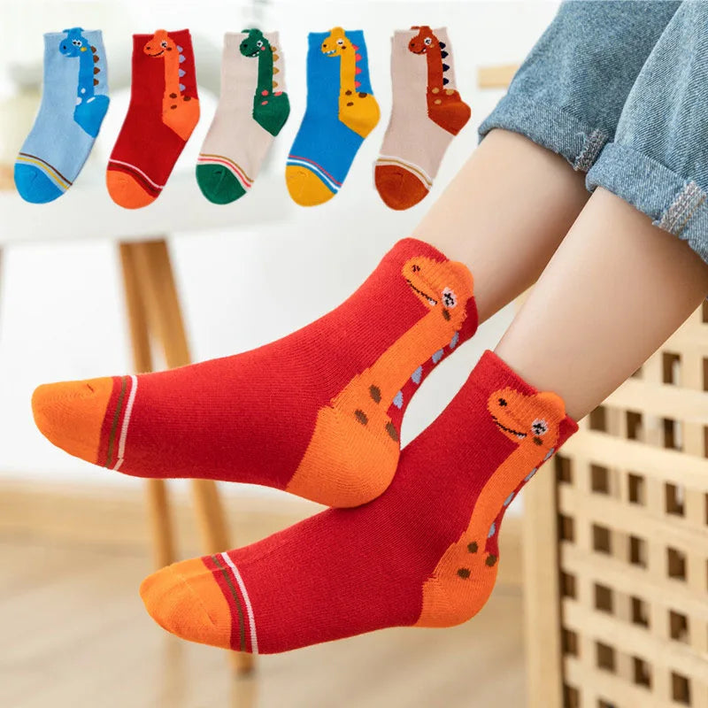 Kids dinosaur socks pack front view