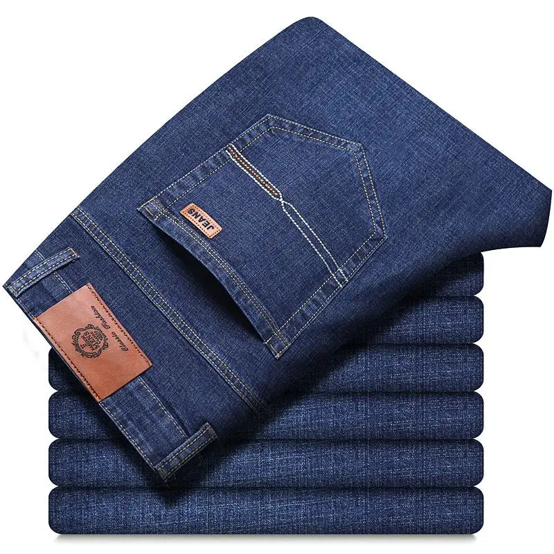 Stretch straight jeans front view sky blue