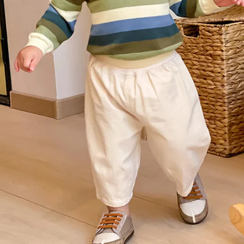 Kids casual ankle pants front view beige