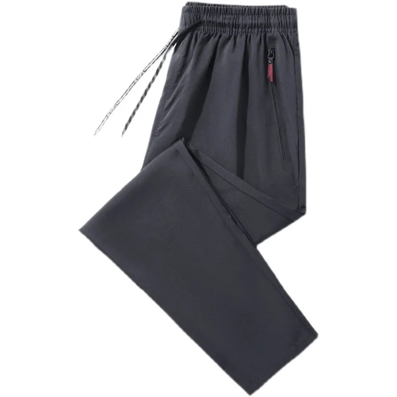 Men's slim fit Korean jogger trousers front view dark grey