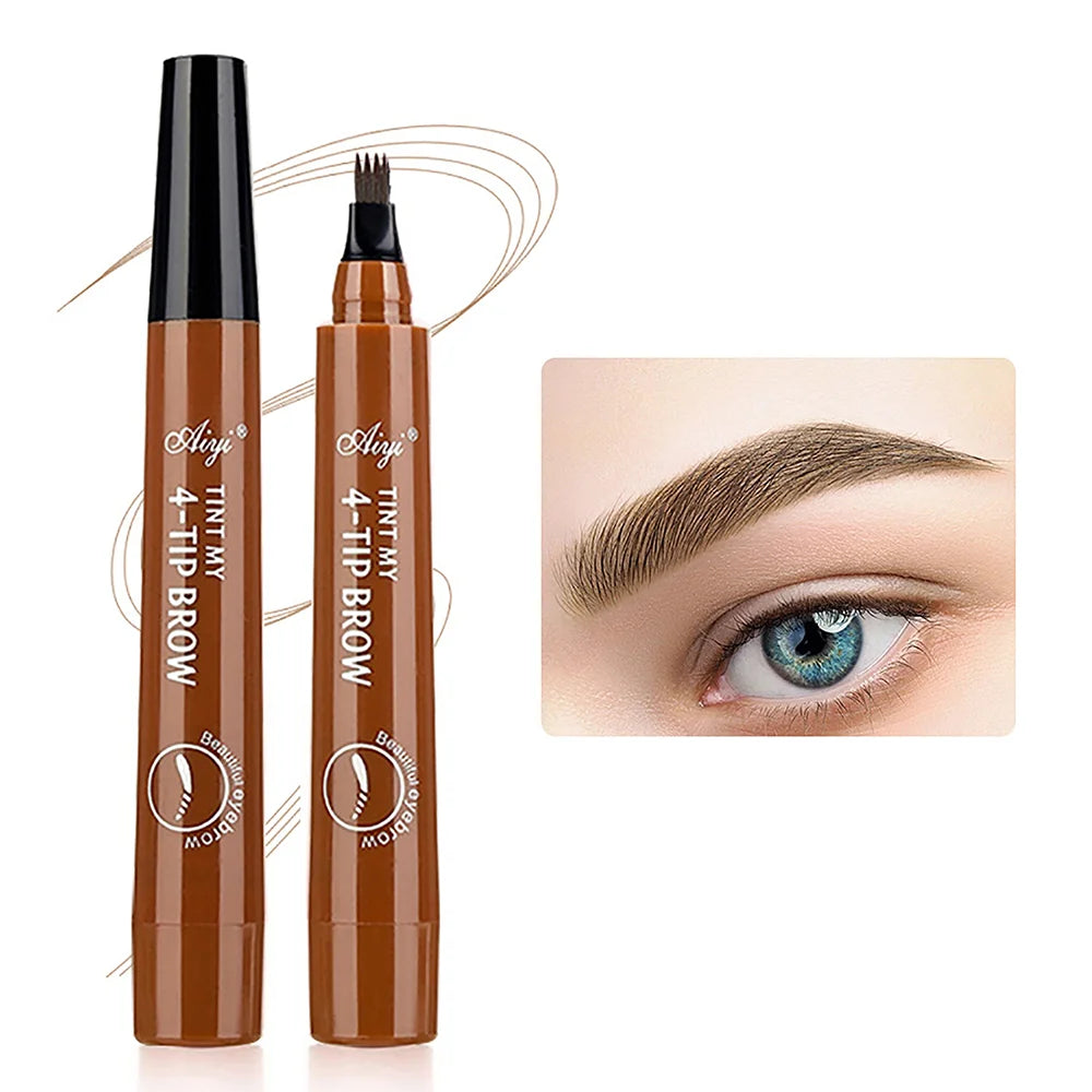 Microblading Eyebrow Pencil with four-tip brush for precise and natural eyebrow application.