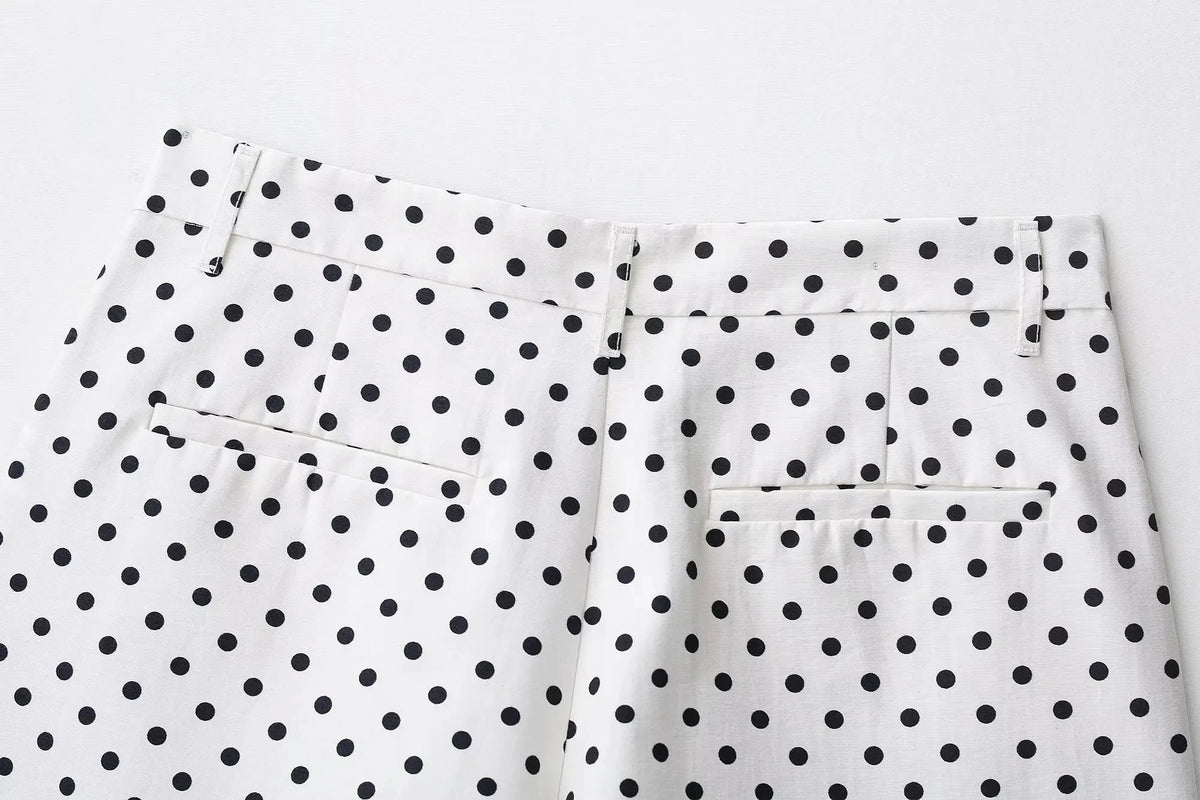 Polka Dot Casual Jacket Women's Zip-Up Turtleneck Coat