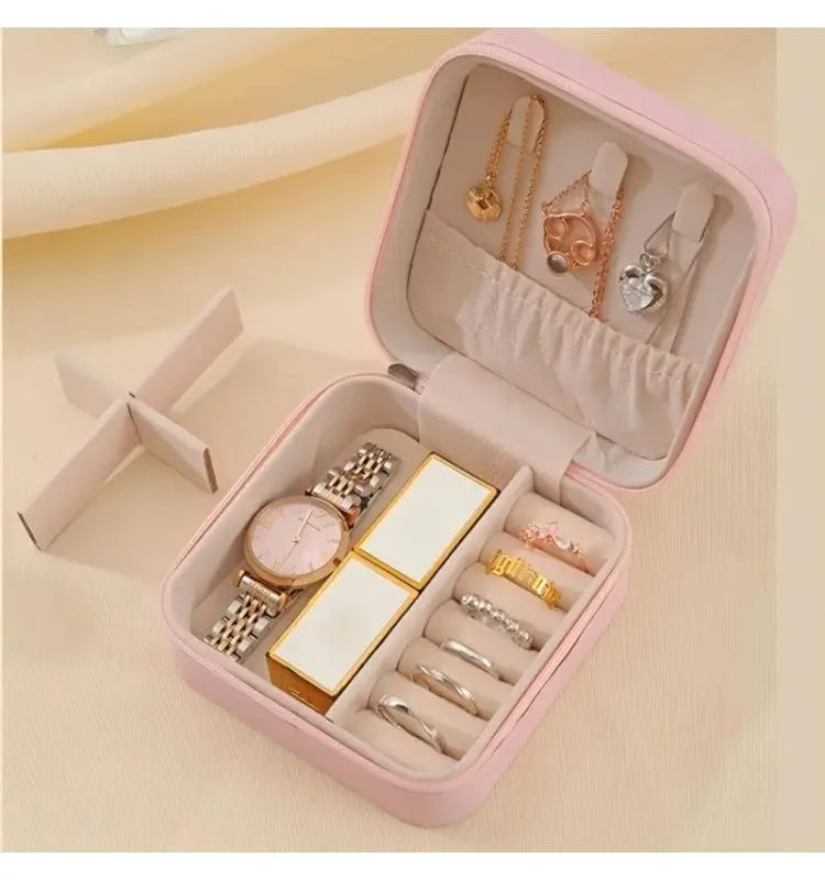 Travel jewelry organizer case interior compartments