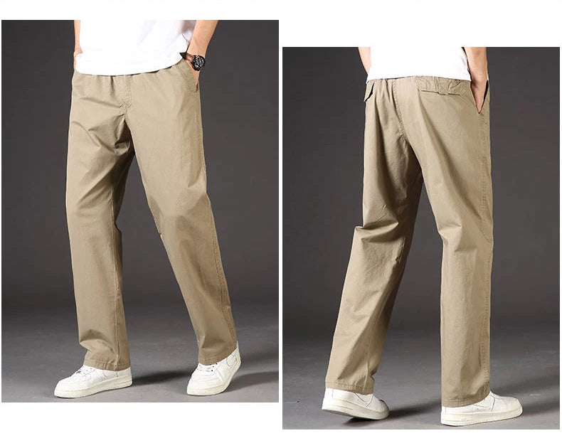 Cotton cargo pants front view taupe