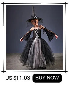 Girls Witch Halloween Costume – Spooky 3-Piece Dress Set