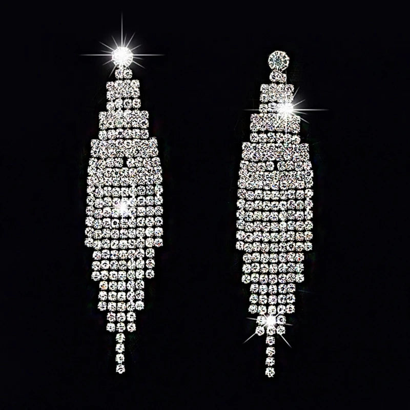 Crystal tassel drop earrings style variety display