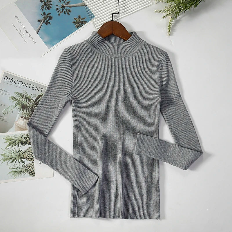 Soft turtleneck sweater front ash