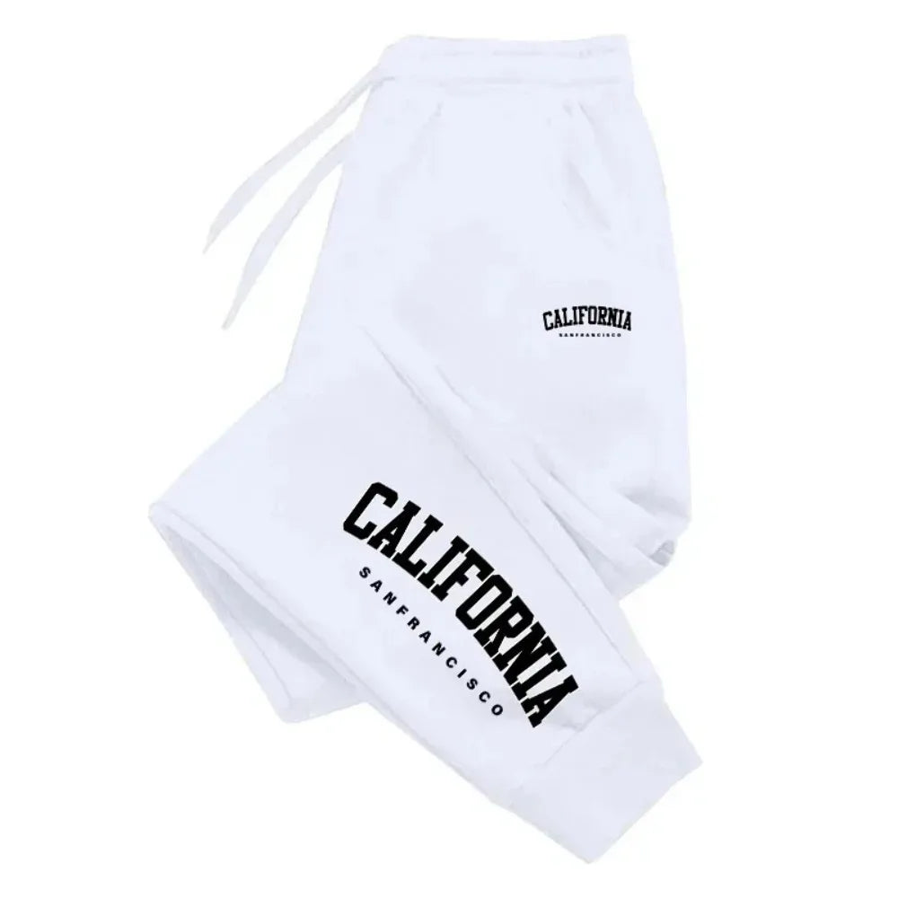 Men's casual versatile sweatpants front view white