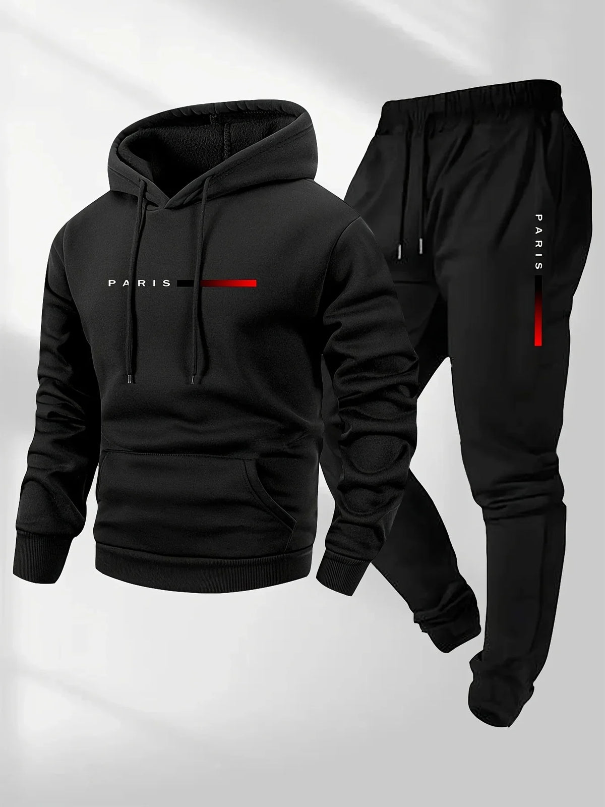 Letter print hoodie jogger set front view