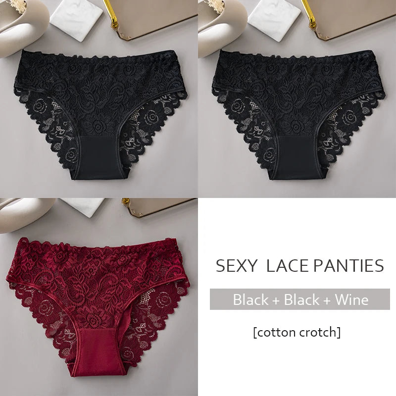 Women's floral lace briefs worn model