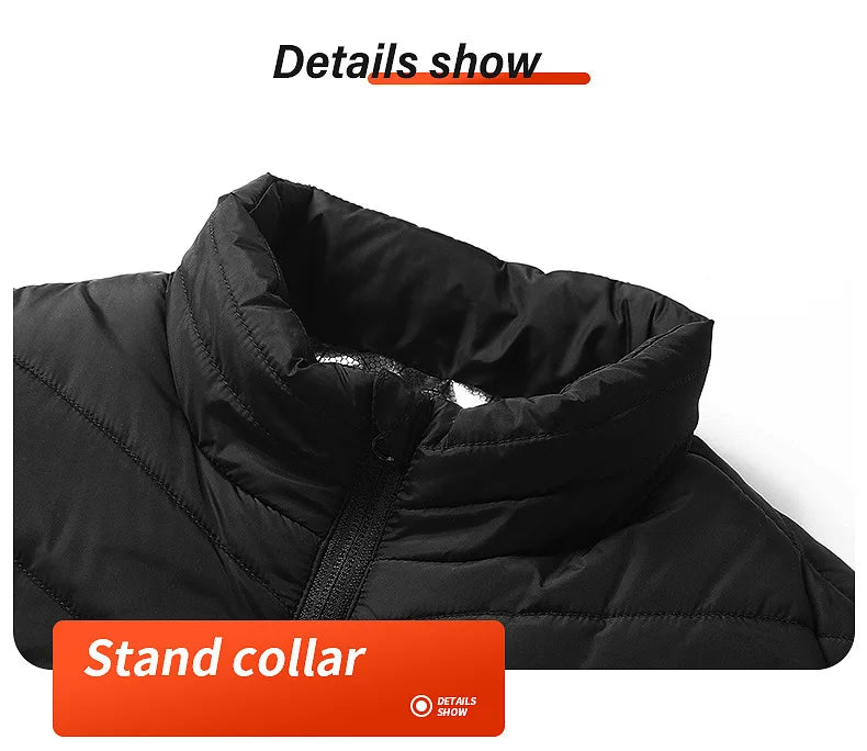 USB heated jacket front view black