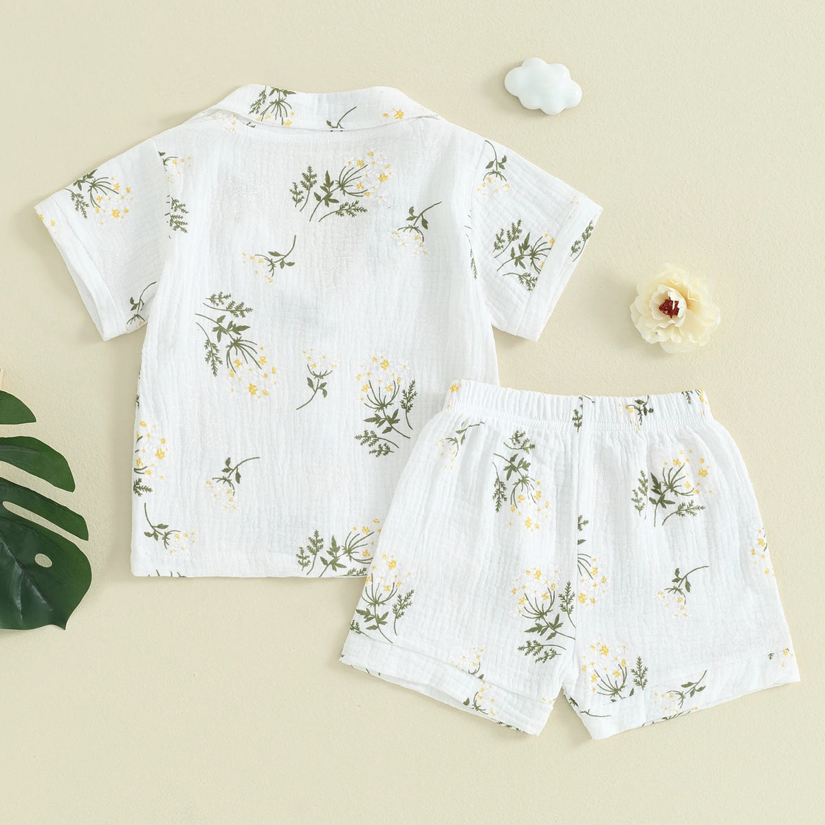 Kids cotton linen pajama set worn by child