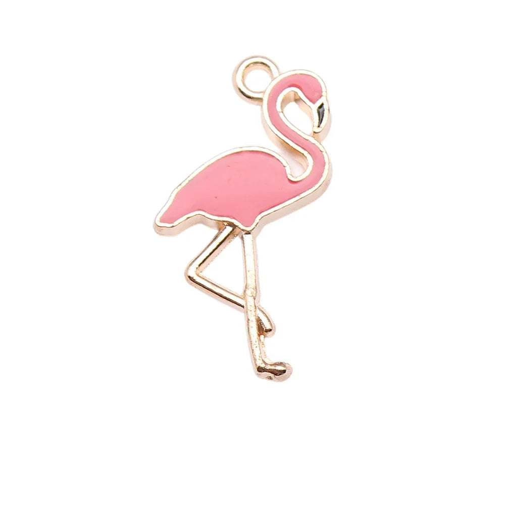 Enamel flamingo charms full pack view