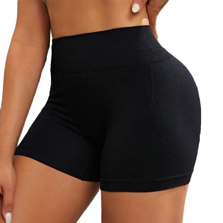 High waist fitness shorts fabric stretch closeup