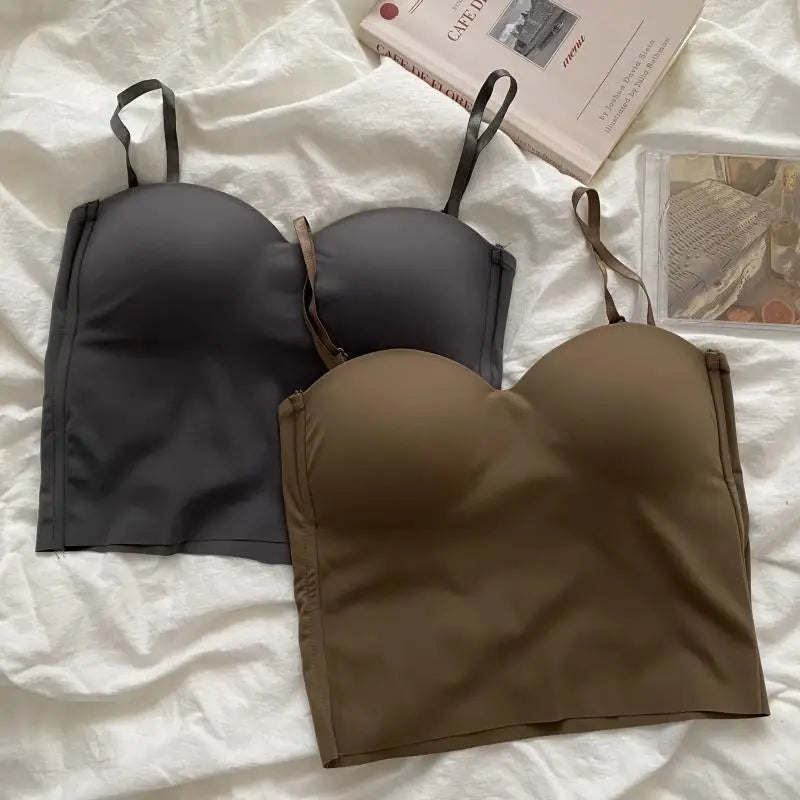 Seamless camisole with built-in cups gray color option