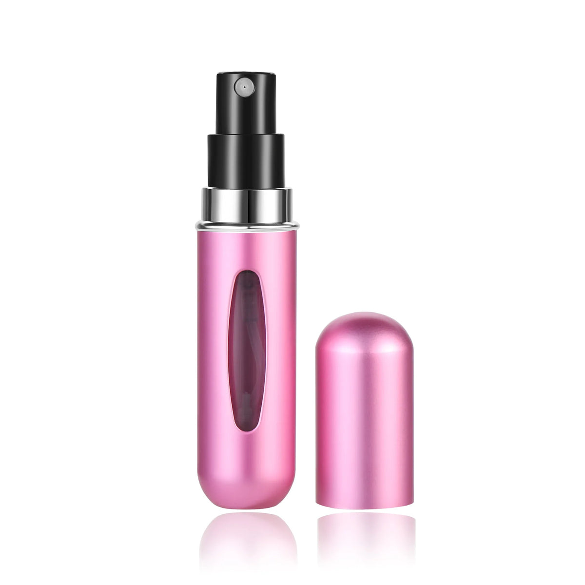 Mini travel perfume atomizer worn in use