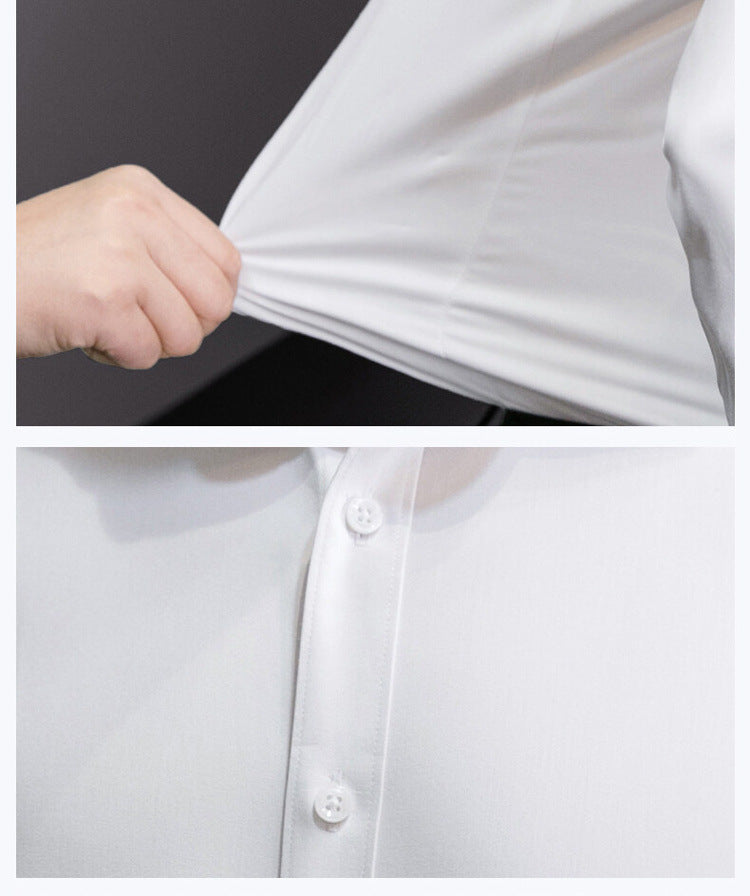 Slim fit business shirt front view navy blue