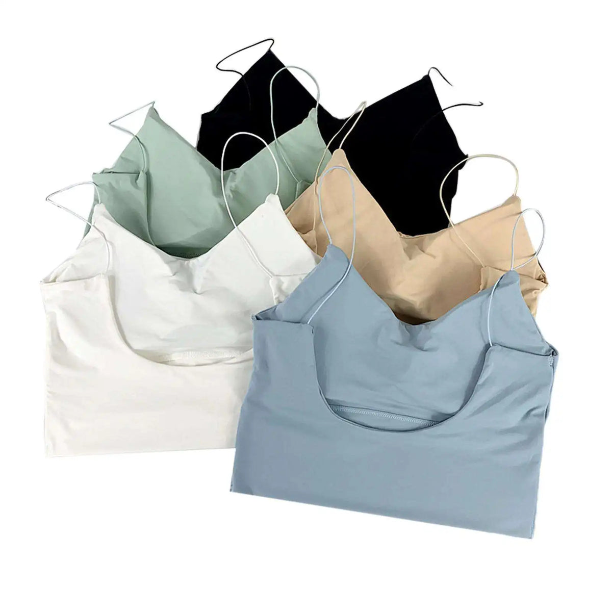 Seamless padded camisole flat lay sky blue