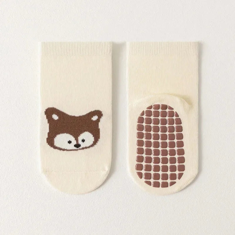Kids non-slip socks worn on child feet
