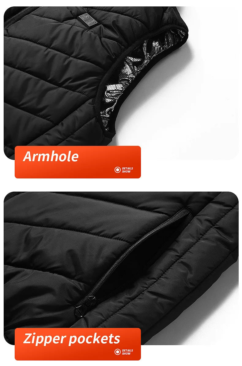 USB heated jacket front view black