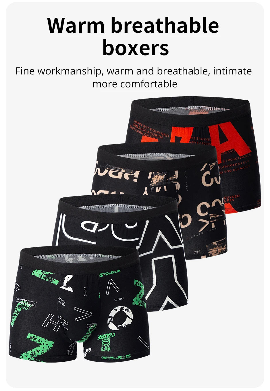 Men's printed boxer shorts worn model