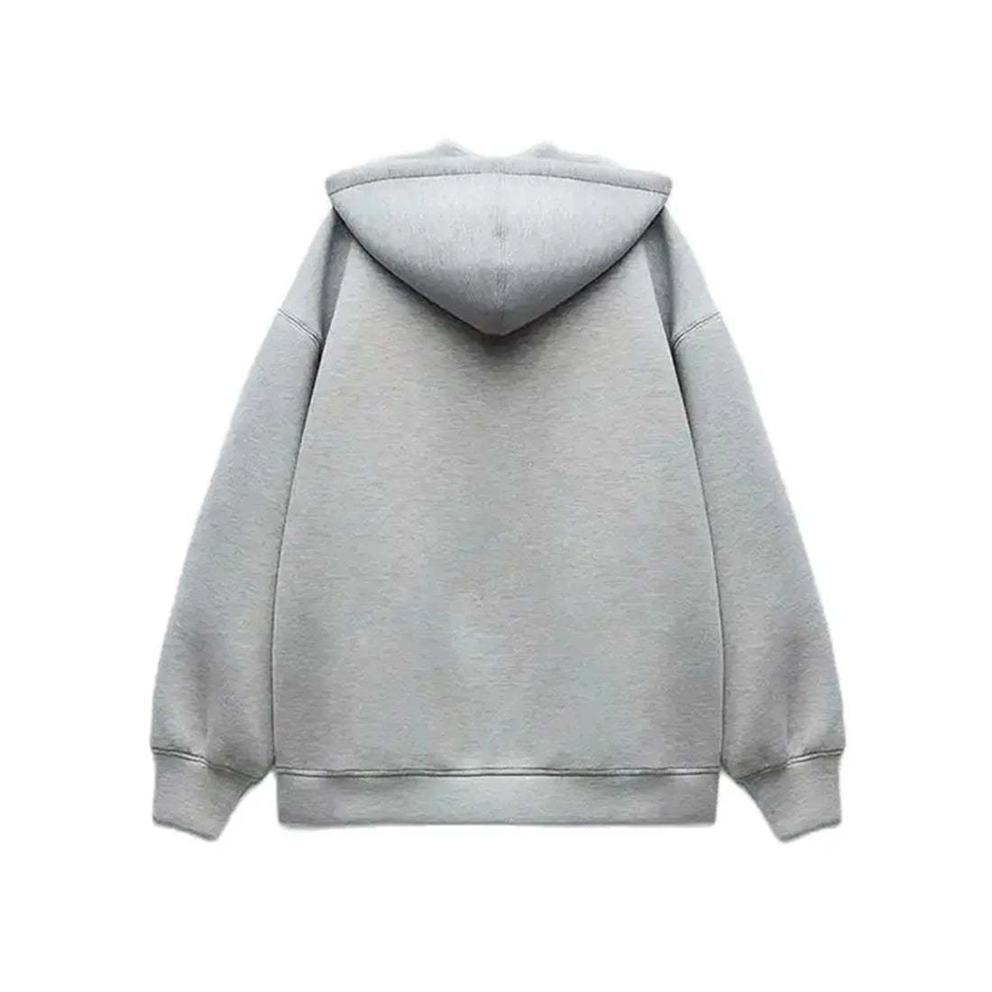 Double zip hooded jacket zipper back view