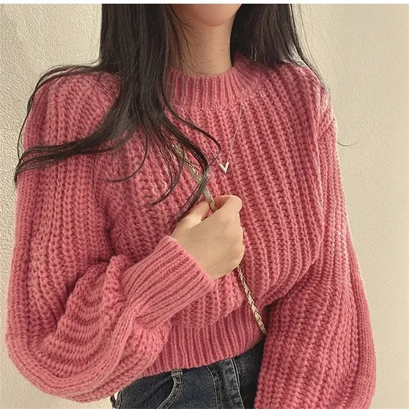 Loose korean sweater pink close up sleeve detail