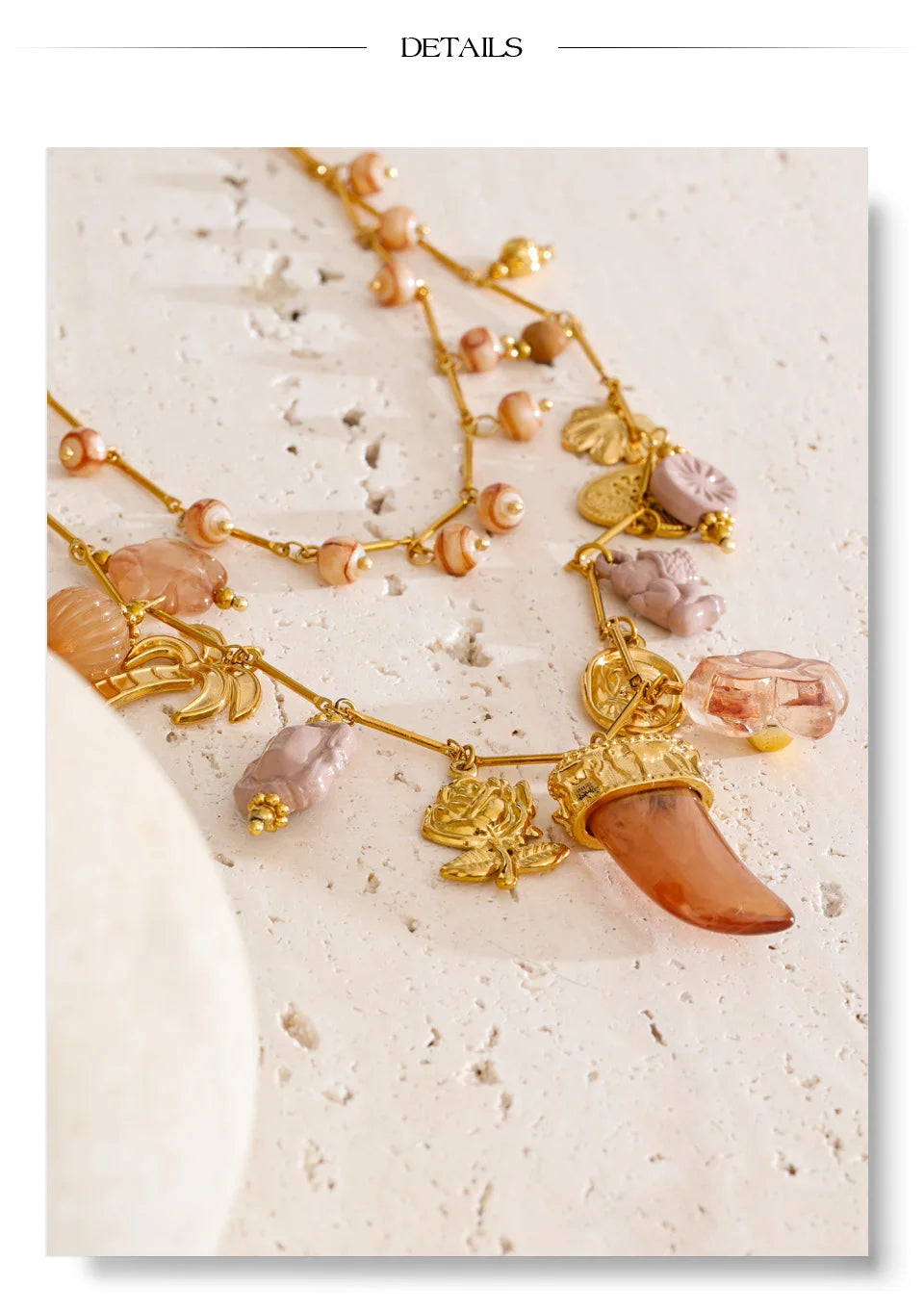 Double-layer resin charm necklace pendant close-up