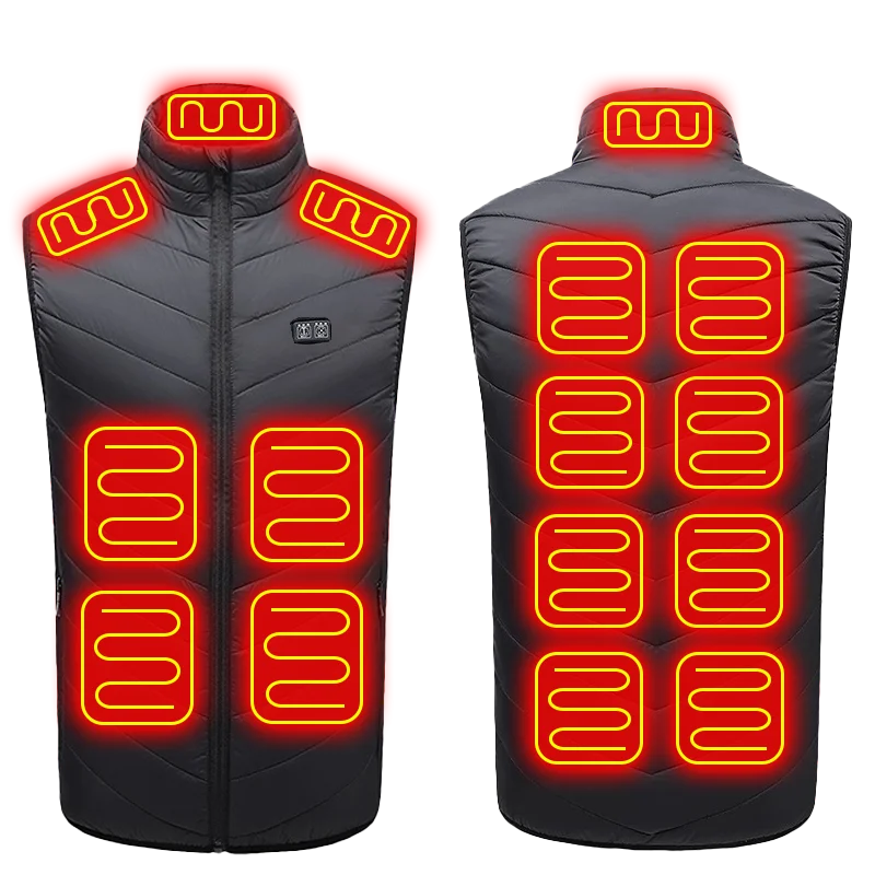 USB heated jacket front view black