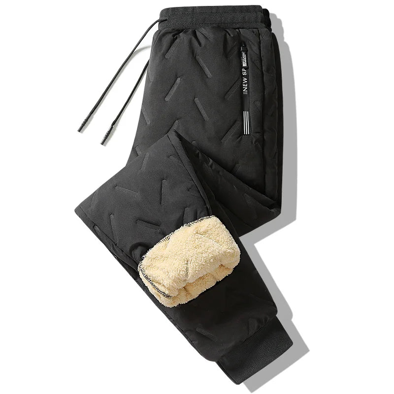 Thermal fleece sweatpants front view black