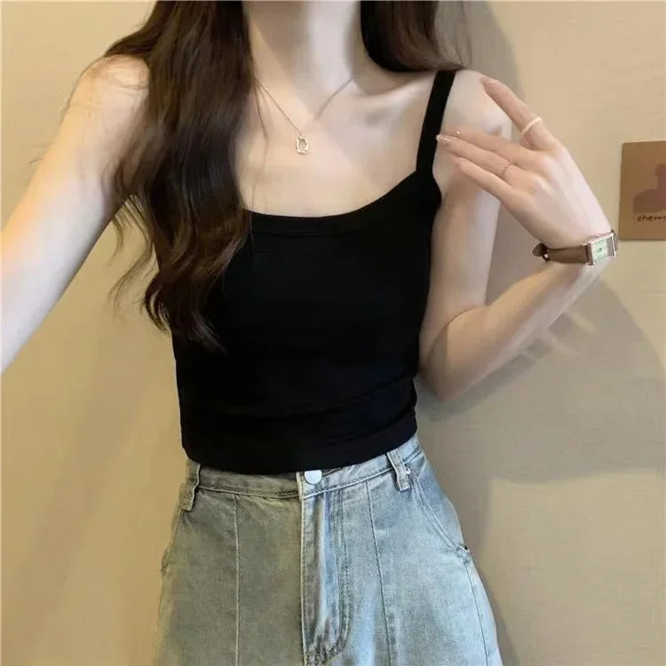 Women's Sleeveless Cami Crop Top Black 