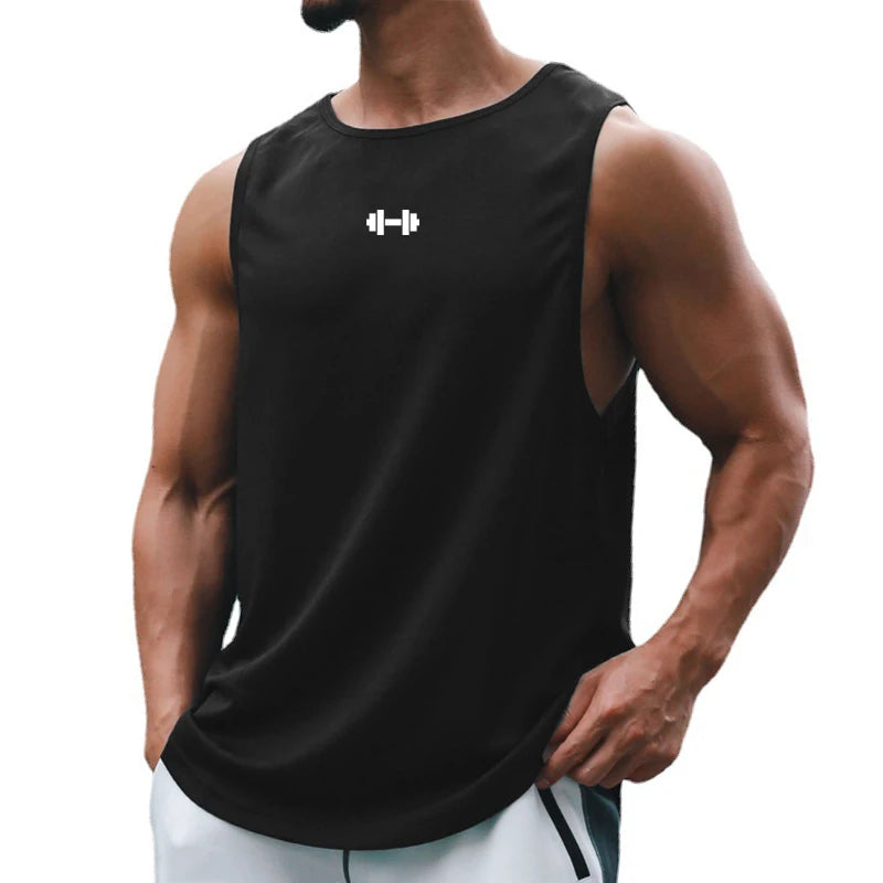Quick-dry gym tank top front view gray