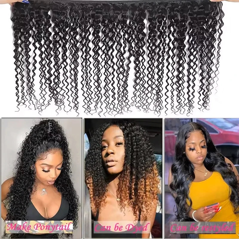 Jerry curly human hair bundles worn styled