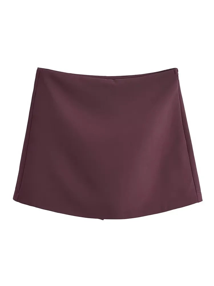 High waist skort dark purple color  
