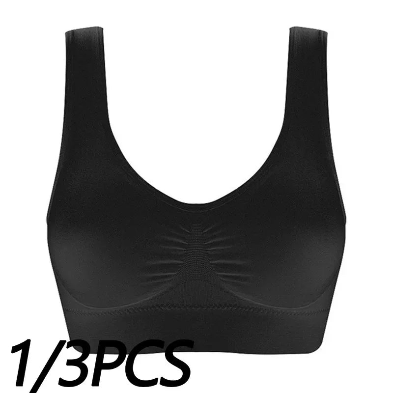 Women's seamless striped sports bra side view